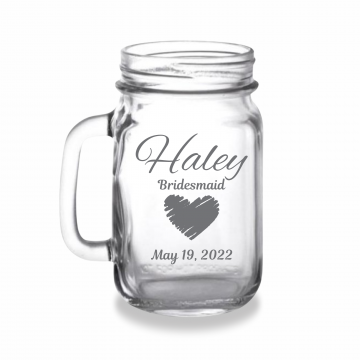 Heart | Personalized 16oz Mason Jar with Handle